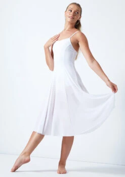 Move Dance Helena Mesh Dress -Capezi Dance Wear Shop MOR0249 WHT FRONT 1 49949.1678884685
