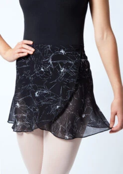 Move Dance Floral Print Wrap Dance Skirt - Black -Capezi Dance Wear Shop MOR0406 BLK CLOSE UP FRONT 1 36556.1678884695