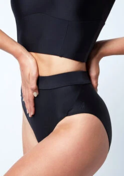 Move Dance Elouise High Waisted Dance Brief -Capezi Dance Wear Shop MOR0812 BLK CLOSE UP FRONT 1 53371.1678884716