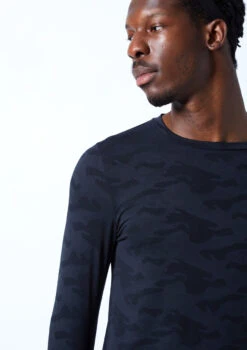 Move Dance Men's Fusion Long Sleeve Dance Top -Capezi Dance Wear Shop MOS0623 NVY CLOSE UP FRONT 1 82752.1678884790