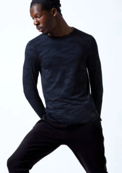 Move Dance Men's Fusion Long Sleeve Dance Top -Capezi Dance Wear Shop MOS0623 NVY FRONT 1T 18252.1696980990