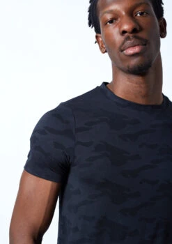 Move Dance Men's Rhythm Dance T Shirt -Capezi Dance Wear Shop MOS0624 NVY CLOSE UP FRONT 1 55457.1678884793