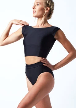 Move Dance Ava Cap Sleeve Crop Top -Capezi Dance Wear Shop MOS0831 BLK FRONT 1T 31028.1696980990