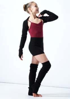 Move Dance Teen Daniella Knit Shrug -Capezi Dance Wear Shop MOZ5718 BLK FRONT 2 47327.1678885168