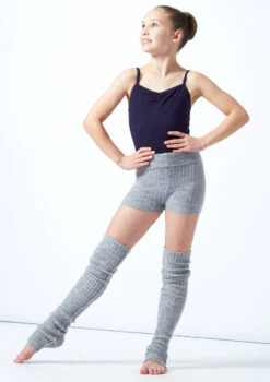 Move Dance Teen Isabella Knit Roll Top Dance Shorts -Capezi Dance Wear Shop MOZ5719 GRY FRONT 2 30499.1678885173