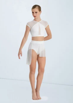 Weissman Illusion Mesh Crop Top -Capezi Dance Wear Shop MT10463 white S10466 white 285 06695.1678891125