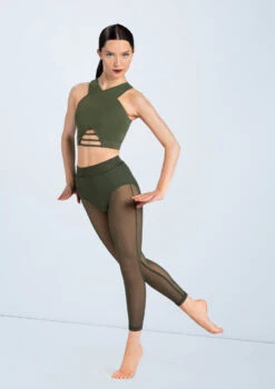 Weissman Lattice Front Crop Top 15 Weissman Lattice Front Crop Top -Capezi Dance Wear Shop MT10485 olive SM11827 olive 5636 97701.1698840495