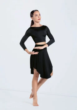 Weissman Matte Jersey Curved Hem Skirt -Capezi Dance Wear Shop MT12224 black S13073 black 609 21727.1698840527