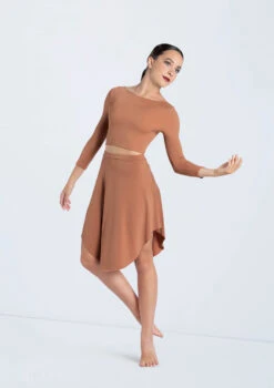 Weissman Matte Jersey Curved Hem Skirt -Capezi Dance Wear Shop MT12224 warmsand S13073 warmsand 0573 71889.1692491479