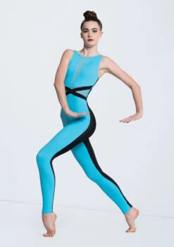 Weissman Two Tone V-Plunge Unitard -Capezi Dance Wear Shop MT12603 turquoise black 1331 89944.1678891225