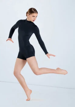 Weissman Long Sleeve Mock Neck Biketard -Capezi Dance Wear Shop MT13022 black 771 73398.1678891237