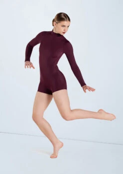 Weissman Long Sleeve Mock Neck Biketard -Capezi Dance Wear Shop MT13022 raisin 790 01252.1698840510