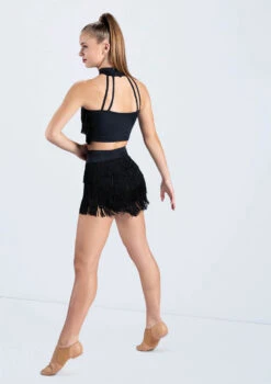 Weissman Fringe Mock Neck Crop Top -Capezi Dance Wear Shop MT9321 MT12611 black 0114 42851.1698840510