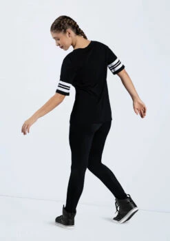 Weissman Striped Sleeve Crewneck Tee -Capezi Dance Wear Shop PT10409 black MT12466 8097 67097.1678891417