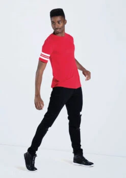 Weissman Striped Sleeve Crewneck Tee -Capezi Dance Wear Shop PT10409 red AH11995 black 315 40926.1678891416