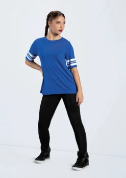 Weissman Striped Sleeve Crewneck Tee -Capezi Dance Wear Shop PT10409 royal MT12466 7992 00066.1678891416