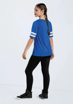 Weissman Striped Sleeve Crewneck Tee -Capezi Dance Wear Shop PT10409 royal MT12466 8012 40939.1678891416