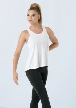 Weissman Flyaway Racerback Tank Top -Capezi Dance Wear Shop PT9669 white 0293 86533.1678891454