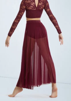Weissman High Waist Mesh Maxi Skirt -Capezi Dance Wear Shop S7823 blackcherry 112384 97220.1698840527