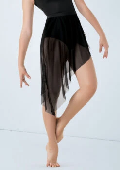 Weissman Asymmetrical Mesh Skirt -Capezi Dance Wear Shop S9714 black 1773 09820.1698840527