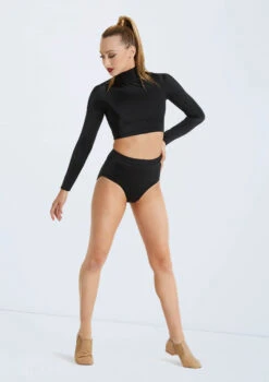 Weissman Lustre Long Sleeve Crop Top -Capezi Dance Wear Shop SH11072 black SH11074 black 128952 17578.1698450578