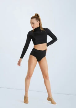 Weissman Lustre Long Sleeve Crop Top -Capezi Dance Wear Shop SH11072 black SH11074 black 128952 77146.1698450578