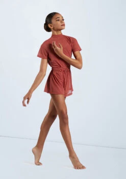 Weissman Mock Neck Power Mesh Romper -Capezi Dance Wear Shop SM11785 paprika 6534 58832.1698840527