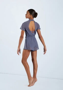 Weissman Mock Neck Power Mesh Romper -Capezi Dance Wear Shop SM11785 slateblue 6470 17703.1678891654