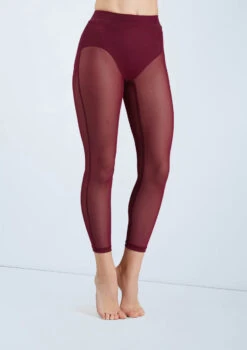Weissman Cropped Mesh Leggings 5 Weissman Cropped Mesh Leggings -Capezi Dance Wear Shop SM11827 blackcherry 6035 28503.1698840527