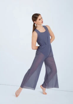 Weissman Cowl Drape Power Mesh Jumpsuit