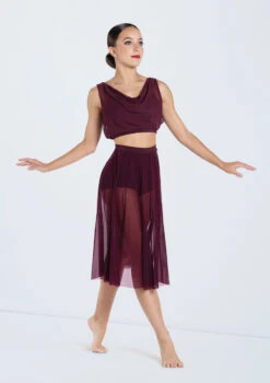 Weissman Midi Length Mesh Skirt 9 Weissman Midi Length Mesh Skirt -Capezi Dance Wear Shop SM12768 S9768 raisin 466 80844.1678891495