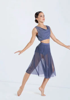 Weissman Midi Length Mesh Skirt 11 Weissman Midi Length Mesh Skirt -Capezi Dance Wear Shop SM12768 S9768 slateblue 397 12067.1678891501