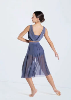 Weissman Midi Length Mesh Skirt 12 Weissman Midi Length Mesh Skirt -Capezi Dance Wear Shop SM12768 S9768 slateblue 401 98505.1678891501