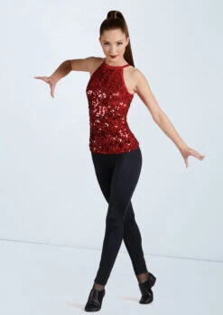 Weissman Ultra Sparkle Halter Top -Capezi Dance Wear Shop SQ11671 F Red 39447.1678891695