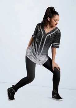 Weissman Sequin Baseball Jersey -Capezi Dance Wear Shop SQ11774 black 13045 53656.1698840541