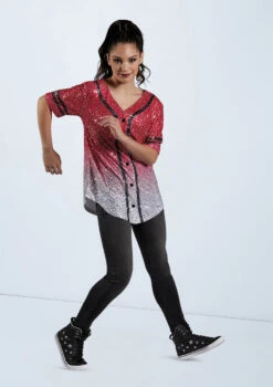 Weissman Sequin Baseball Jersey -Capezi Dance Wear Shop SQ11774 red 13110 82512.1678891704
