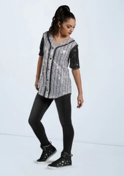 Weissman Sequin Baseball Jersey -Capezi Dance Wear Shop SQ11774 stripes 13145 29016.1678891704