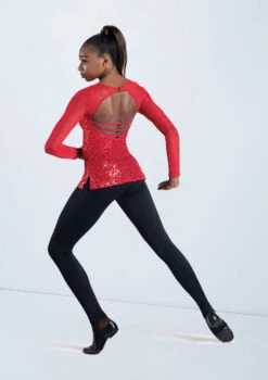 Weissman Long Sleeve Sequin Mesh Top 7 Weissman Long Sleeve Sequin Mesh Top -Capezi Dance Wear Shop SQ12457 red 09 70961.1678891714