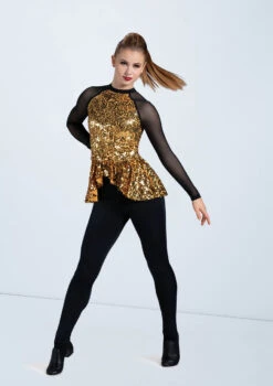 Weissman Ultra Sparkle Peplum Top 11 Weissman Ultra Sparkle Peplum Top -Capezi Dance Wear Shop SQ12731 gold 0013 87074.1698450692
