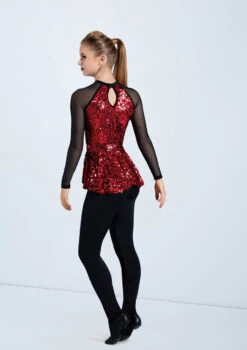 Weissman Ultra Sparkle Peplum Top 8 Weissman Ultra Sparkle Peplum Top -Capezi Dance Wear Shop SQ12731 red 367 62806.1678891723