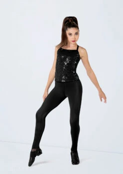 Weissman Sequin Adjustable Strap Top -Capezi Dance Wear Shop SQ13184 black 2126 03985.1692404276