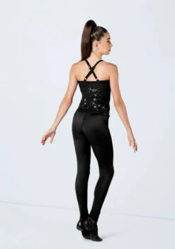 Weissman Sequin Adjustable Strap Top -Capezi Dance Wear Shop SQ13184 black 2134 74015.1692404276