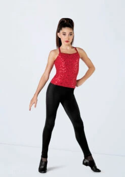 Weissman Sequin Adjustable Strap Top -Capezi Dance Wear Shop SQ13184 red 25 51003.1698840541