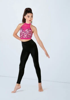 Weissman Ultra Sparkle Plunge Crop Top -Capezi Dance Wear Shop SQ13201 lipstick 1936 77449.1678891740
