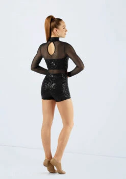 Weissman Sequin And Mesh Biketard -Capezi Dance Wear Shop SQ13864 black 295 16124.1698840541