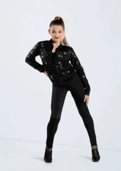 Weissman Sequin Bomber Jacket -Capezi Dance Wear Shop SQ13866 black 860 06012.1698840541