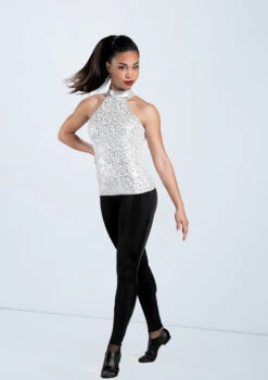 Weissman Sequin And Metallic Halter Top 13 Weissman Sequin And Metallic Halter Top -Capezi Dance Wear Shop SQ7006 white MT6789 black 162 39571.1648857449