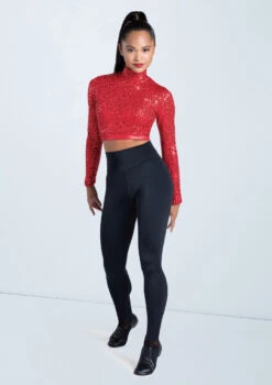 Weissman Long Sleeve Sequin Top