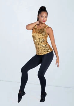 Weissman Ultra Sparkle Tank Top -Capezi Dance Wear Shop SQ9554 gold 395 58938.1678891803