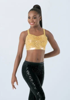 Weissman Sequin Performance Bra Top -Capezi Dance Wear Shop SQ9663 gold 1225 29330.1678891803